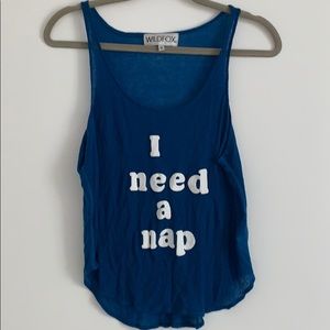 Wildfox Tops - WILDFOX “i need a nap” blue graphic tank Wildfox Tops - WILDFOX “i need a nap” blue graphic tank